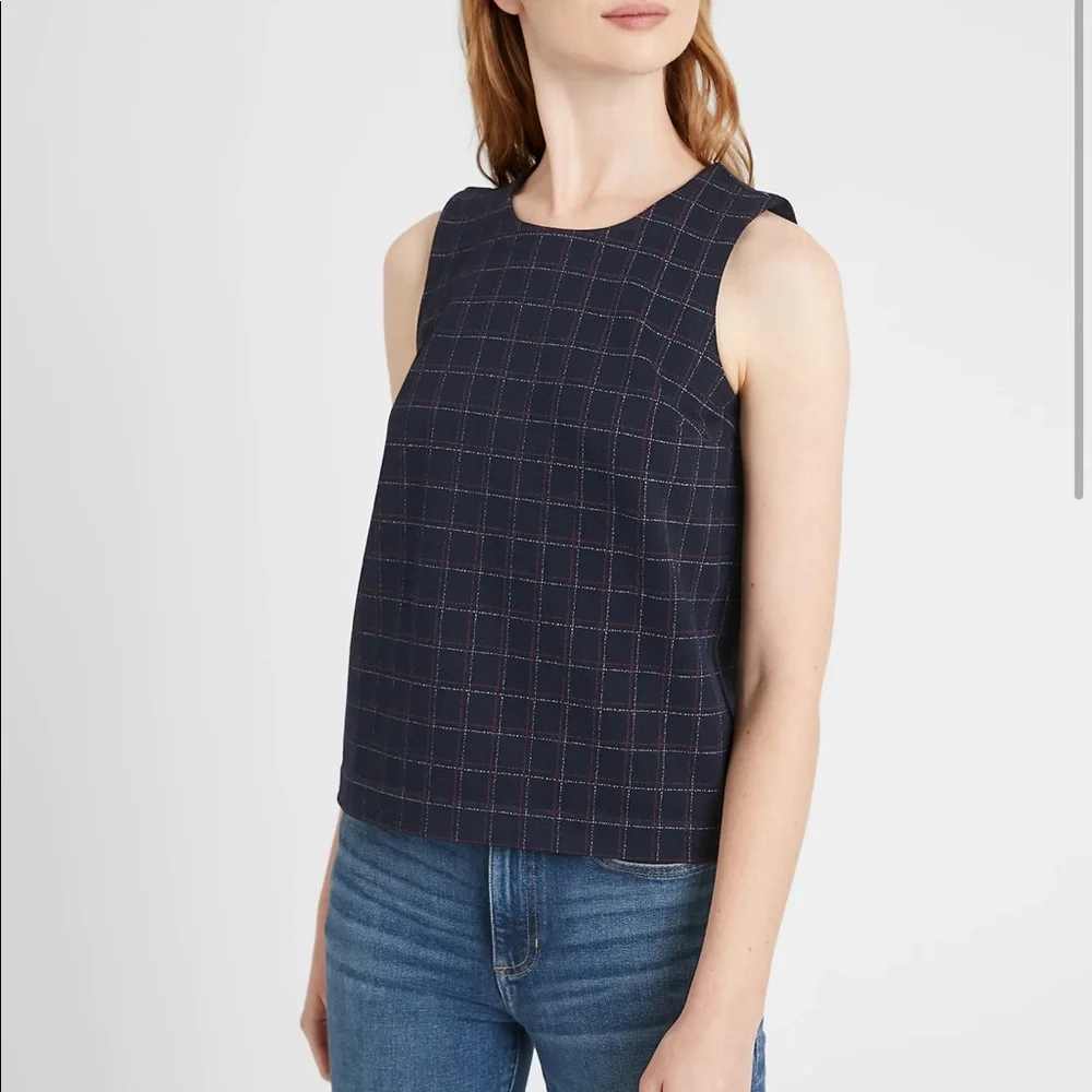 - Banana Republic plaid crop shell shirt size small - Picture 1 of 4